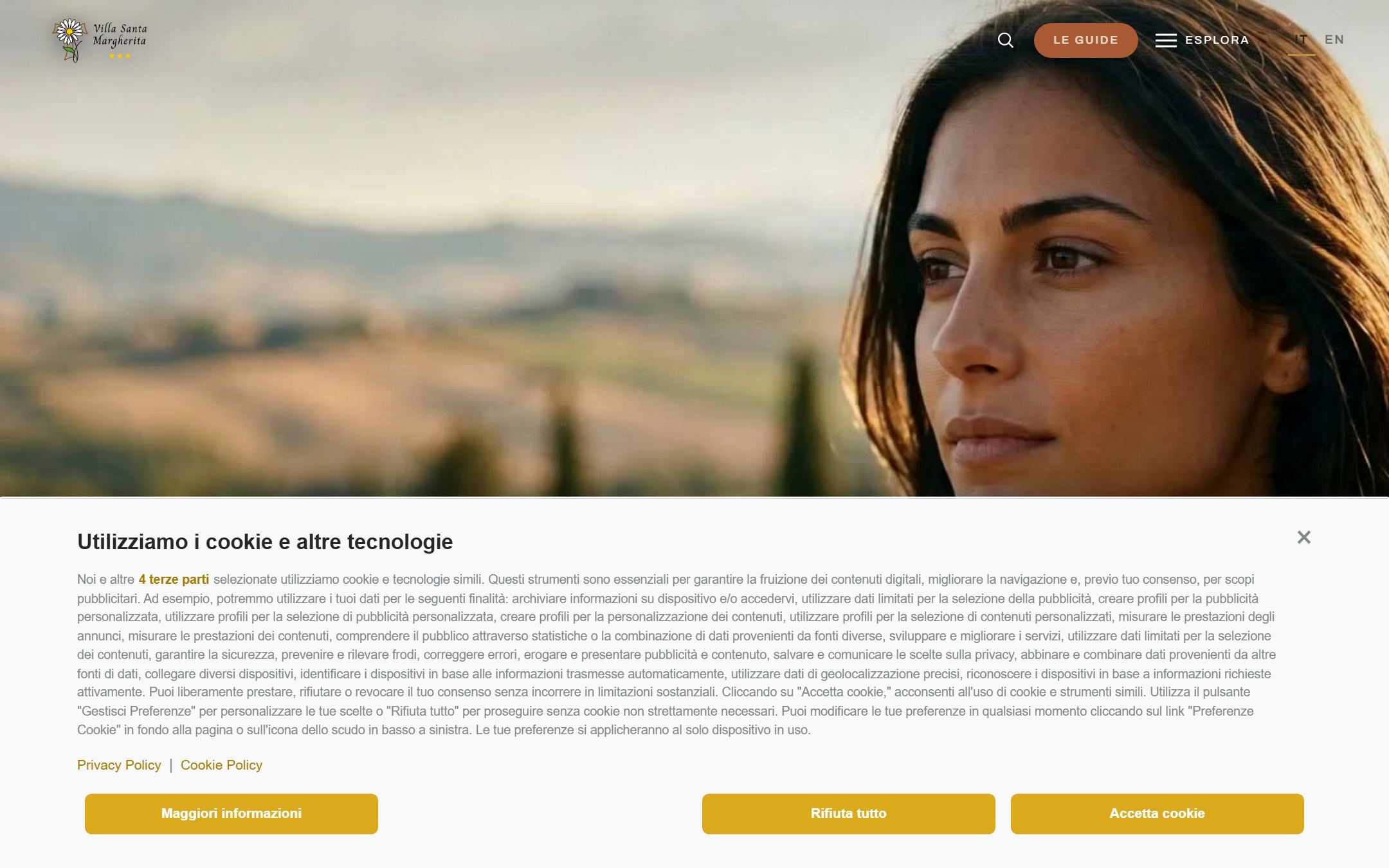 Home page di Vivi Cortona, il companion dell'hotel Villa Santa Margherita